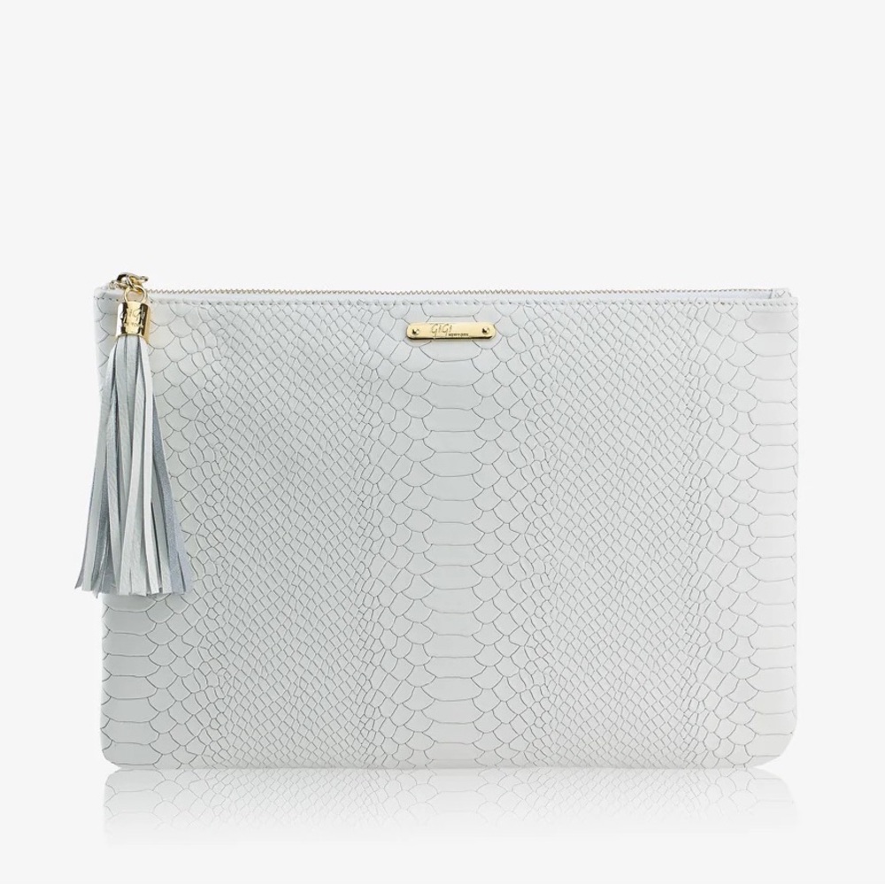 Gigi New York ALL IN ONE BAG, Gray Embossed Python Leather